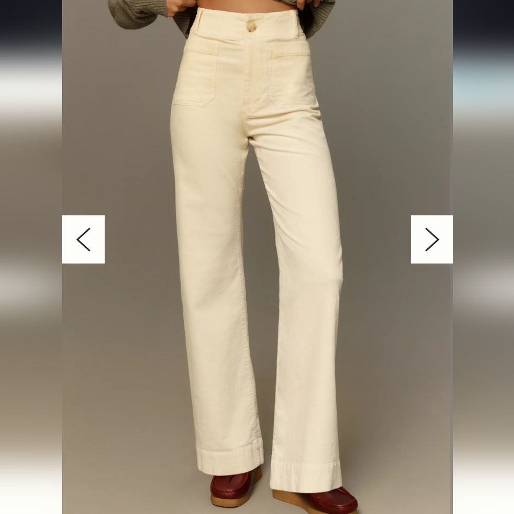 Maeve Collette Full-Length Wide-Leg Corduroy Pants NWT